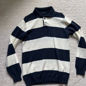 Brandy Melville Navy Blue and White Striped Sweater